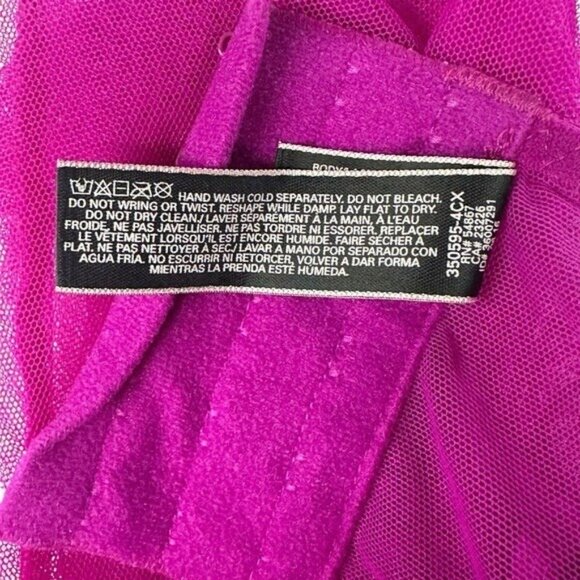 Victorias Secret 34C Sheer Lingerie Babydoll Dress Purple Mesh Underwire Push Up - Picture 11 of 12